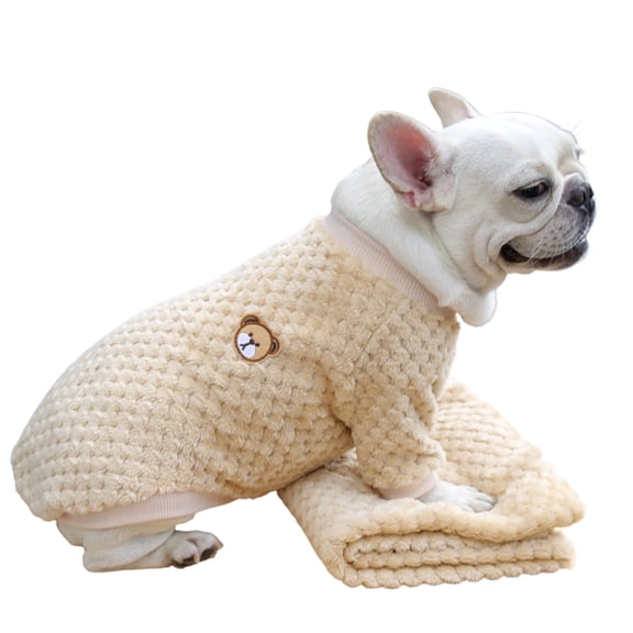 BT Bear Dog Sweater, Dog Shirt Coat Jacket, Warm Soft Flannel Pet Clothes Coat Jacket for Small Medium Dogs Girl Boy Yellow L