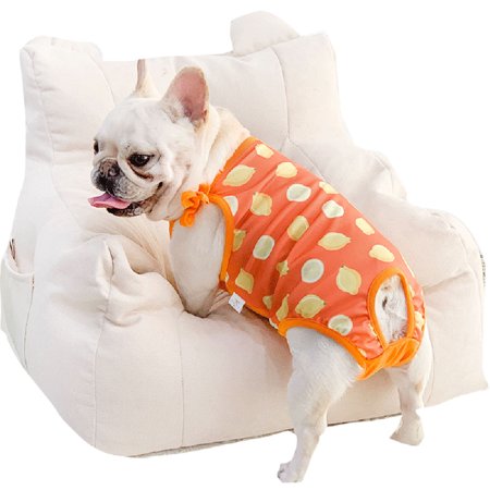 Dog Vest, Female Dog Diaper, Warm Breathable Velvet Chest and Belly Protector Vest, Doggie Diaper Nappies for Small Medium Dogs Lemon XL
