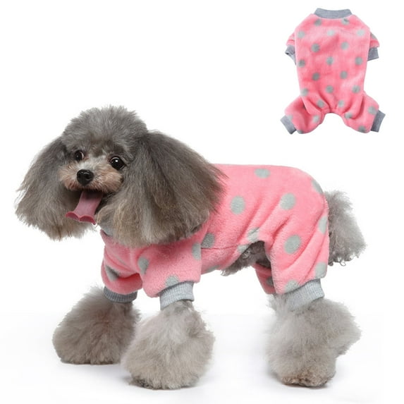 BT Bear Dog Warm Jumpsuit, Winter Flannel Dog Pajamas, Dog Cold Weather Coat Outfits, Anti-Shedding Bodysuit for Small Medium Dogs S(Pink)