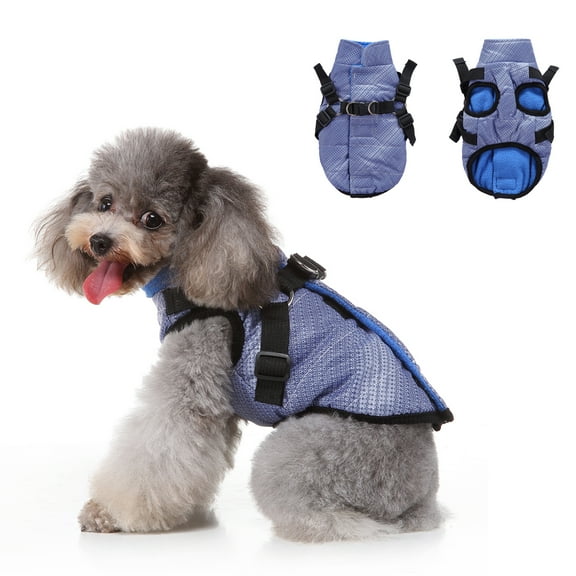 BT Bear Dog Winter Jacket With Harness, Cold Weather Dog Windproof Coat, Doggie Reflective Vest Apparel for Small Medium Dogs XS(Dark Blue)