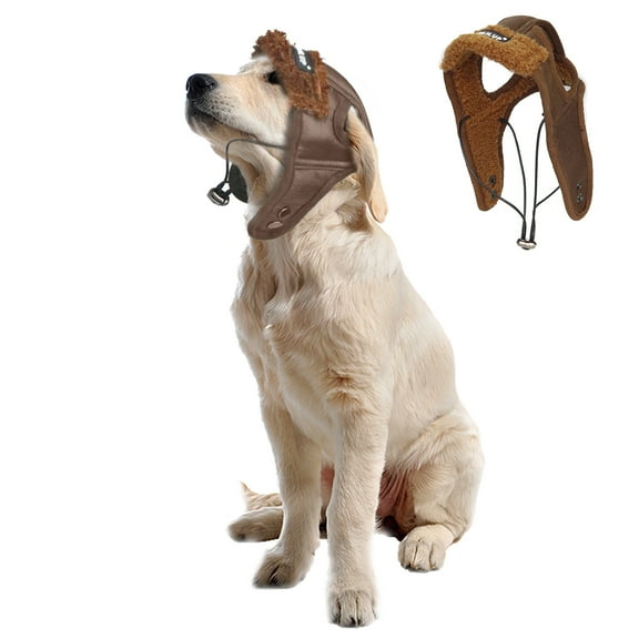 BT Bear Dog Winter Warm Hat, Dog Fleece Aviator Hat, Windproof Motorcycles Protect Dog Hat with Ear Holes, Christmas Halloween Costume for Small Medium Large Dog Brown M