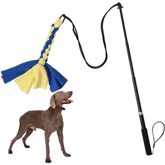 Interactive Flirt Pole Toy for Dogs, Durable Dog Toy for Fun Obedience Training & Exercise, Dog Retracted Teaser Wand with Lure Chewing Toy for Small Medium Large Dogs