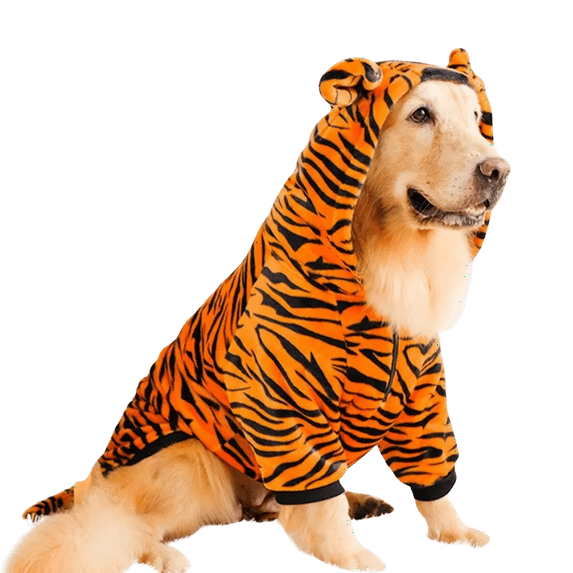 BT Bear Large Dog Halloween Costume, Tiger Cosplay Costume for Dog, Cute Funny Dog Hoodie Coat, Warm Apparel Pet Winter Clothes for Medium Large Dogs Tiger 8XL