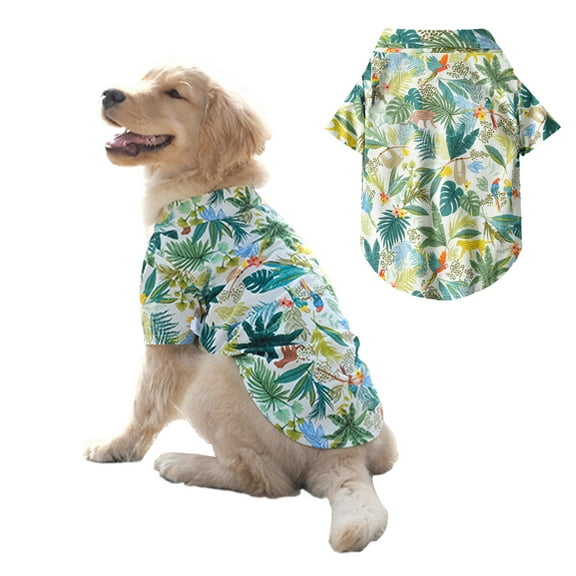 Large Dog Hawaiian Costume, Dog's Cool T-Shirts Summer Clothes, Hawaiian Shirt for Large Dogs, Design for Summer Luau Style Beach Camp Vacation 4XL