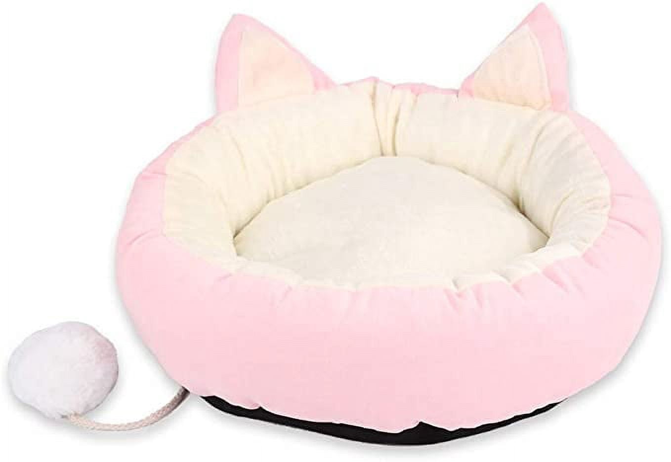 Pet Bed, Cat Round Washable Removable Cotton Warm Sleeping Bed Cushion for Cat Kitten (M, Pink)