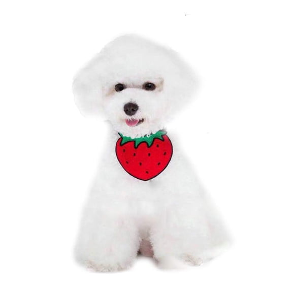 BT Bear Pet Bibs, Lovely Dog Adjustable Bib Bandana Cotton Saliva Towel Washable Collar for Puppy Small Dog (L, Strawberry)