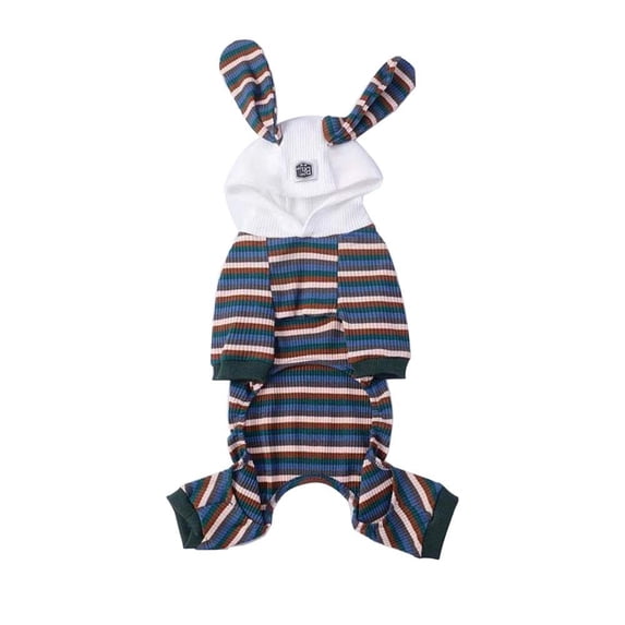 BT Bear Pet Clothes, Dog Hoodies Coat Jumpsuit Pajamas Cotton Stripe Shirt for Puppy Small Medium Dog (FB, Navy Blue)