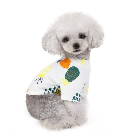 BT Bear Pet Clothes, Dog T-Shirt Cotton Pineapple Vest Breathable Costume for Puppy Small Medium Dog (S, White)