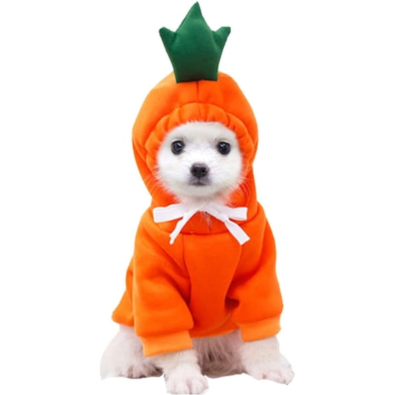 BT Bear Pet Clothes, Dogs Hooded Sweatshirt Fruit Warm Coat Sweater Cold Weather Costume for Puppy Small Medium Large Dog Orange carrot S