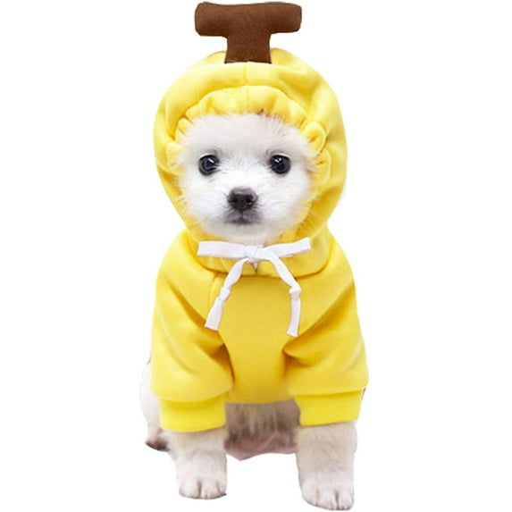 BT Bear Pet Clothes, Dogs Hooded Sweatshirt Fruit Warm Coat Sweater Cold Weather Costume for Puppy Small Medium Large Dog Yellow Bandana M