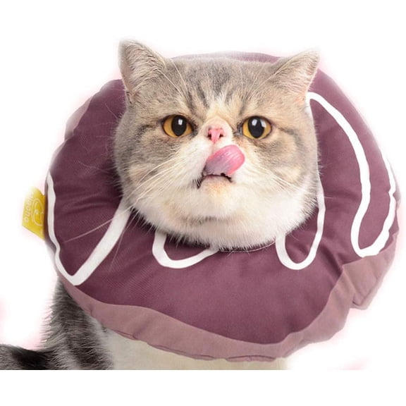 Pet Collar, Elizabeth Cat Recovery Cone Collar After Surgery Waterproof E-Collar Adjustable for Cat Dog (L, Brown)