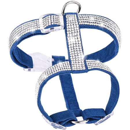 Rhinestone Cat Harness, Cats Walking Harness for Party Wedding Adjustable Cat Chest Strap for Puppy Kitten (S,Blue)