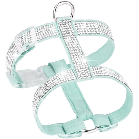 Rhinestone Cat Harness, Cats Walking Harness for Party Wedding Adjustable Cat Chest Strap for Puppy Kitten (XS,Light Green)