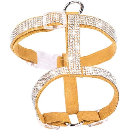 Rhinestone Cat Harness, Cats Walking Harness for Party Wedding Adjustable Cat Chest Strap for Puppy Kitten (XS,Yellow)