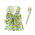 thumbnail image 1 of Small Dog Harness Dress with Leash,Dog Dress Bowknot Harness Leash Set,Floral Princess Dog Dress Harness Vest,Cat Puppy Doggy Outfits for Outdoor Walking Lemon S, 1 of 7