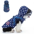 thumbnail image 1 of Small Dog Harness Jacket Hooded,Pet Coat Cold Weather Warm Vest Jacket with Harness,Dog Waterproof Windproof Cotton Costume for Puppy Small Medium Dogs Blue Dots S, 1 of 8