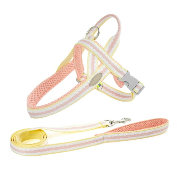 Small Dog Harness Leash Set, Colorful Step-in Reflective Dog Harness Vest, Breathable Mesh Padded Pet Harness for Small Medium Dogs Pink S
