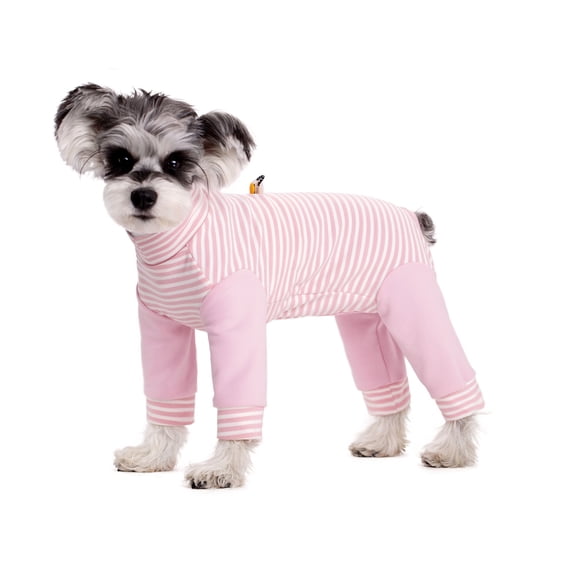 BT Bear Small Dog Jumpsuit, Small Dog Recovery Suit, Stripe Anti-Shedding Dog Pajamas Pjs, After Surgery Dog Onesie Shirt, Dog Sweater Coat for Puppy Small Dog Pink S