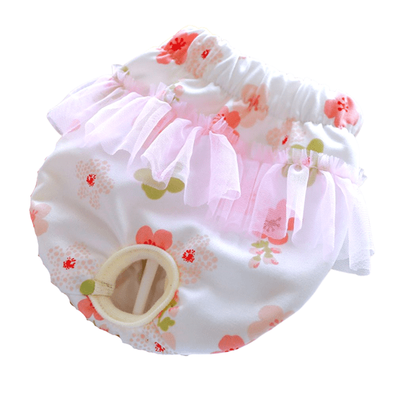 Small Dog Panties, Lace Washable Reusable Cute Puppy Panties, Pet Underwear Diaper Physiological Shorts for Female Girls Dogs Sakura L