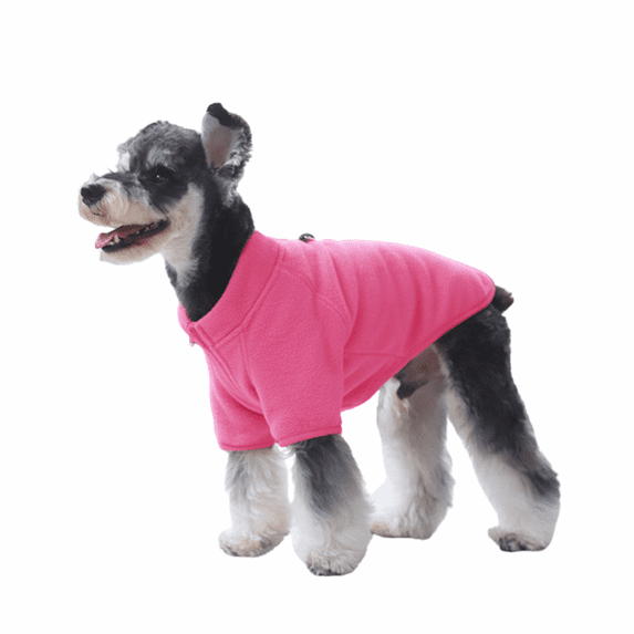 BT Bear Small Dog Sweater with D-ring, Polar Fleece Dog Jacket with Zipper, Warm Dog Coat Outfits for Puppy Small Dogs Girl Boy Hot Pink S