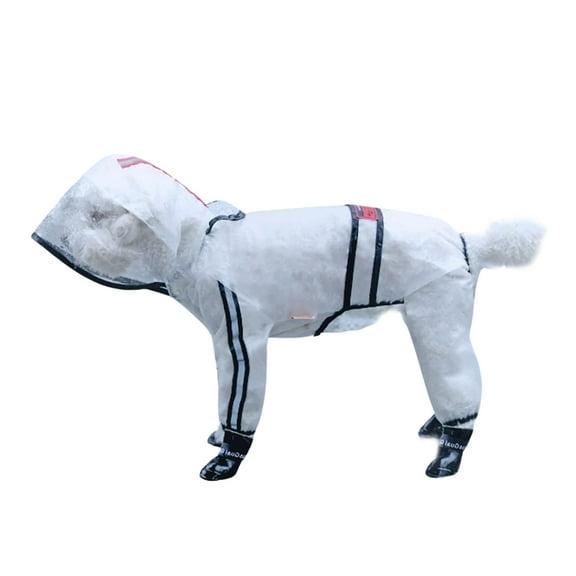 Transparent Dog Raincoat with Leash Hole, Hoodie with Reflective Strip Slicker Clear Dog Rain Coat,Transparent Jacket for Small Medium Large Dogs S