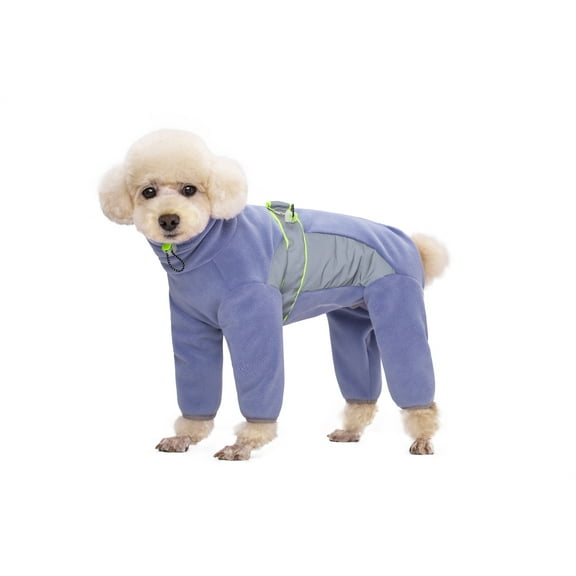 BT Bear Warm Small Dog Jumpsuit,Plush Fleece Puppy Onesie with D-Ring and Reflective Strips,Long-Sleeved Dog Cold Weather Coats for Small Medium Dogs Purple M