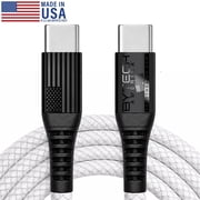 Bytech Tough Braided USB-C to USB-C Cable, 6 ft, 60W Fast Charging Cable, White