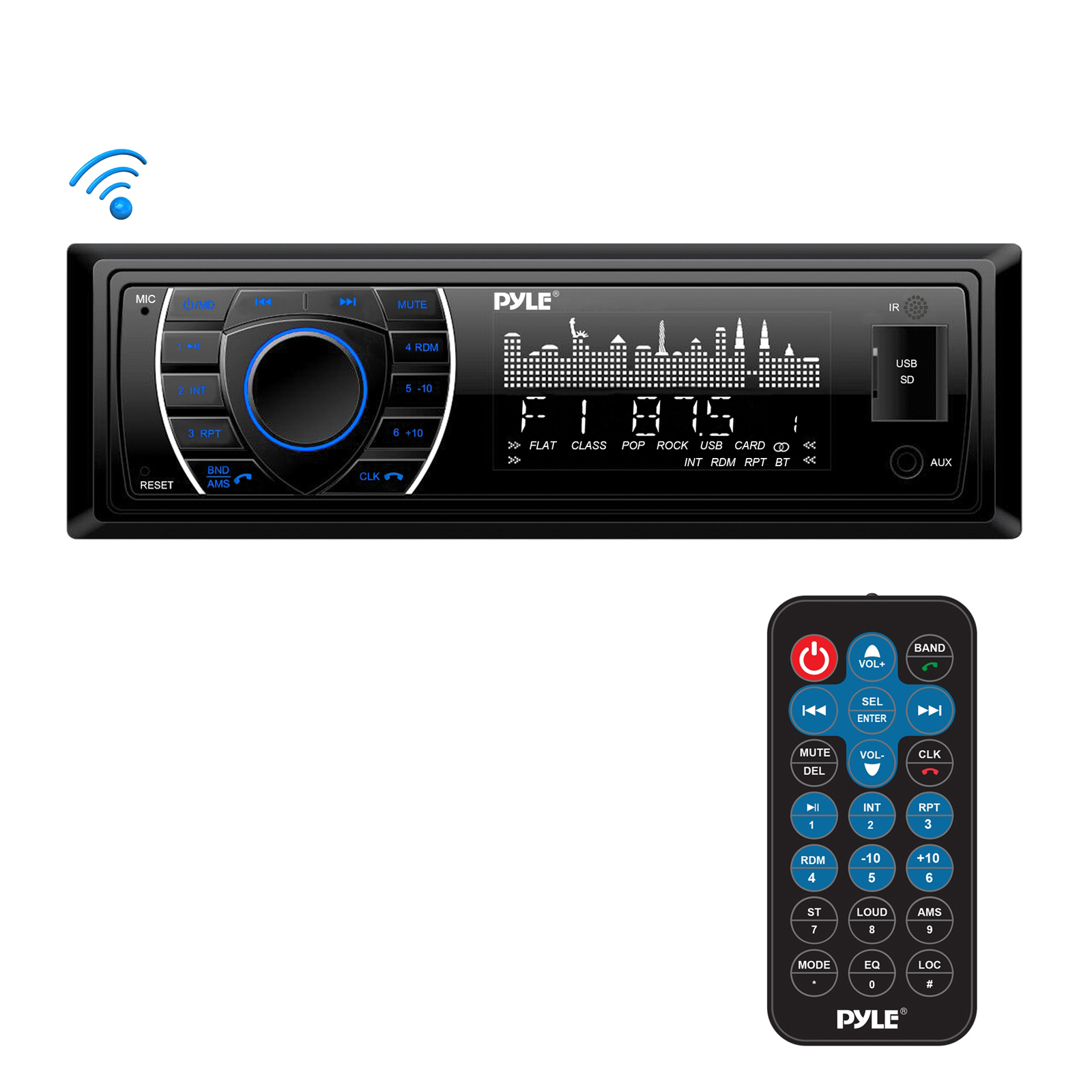 BT Marine Receiver Stereo, Hands-Free Calling, cord free Streaming, MP3/USB/SD Readers, AM/FM Radio (Black) - image 1 of 5