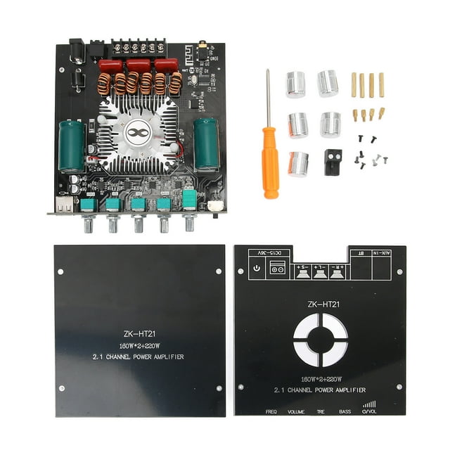 BT Power Amplifier Board Stereo 2.1 Channel Built in Cooling Fan USB
