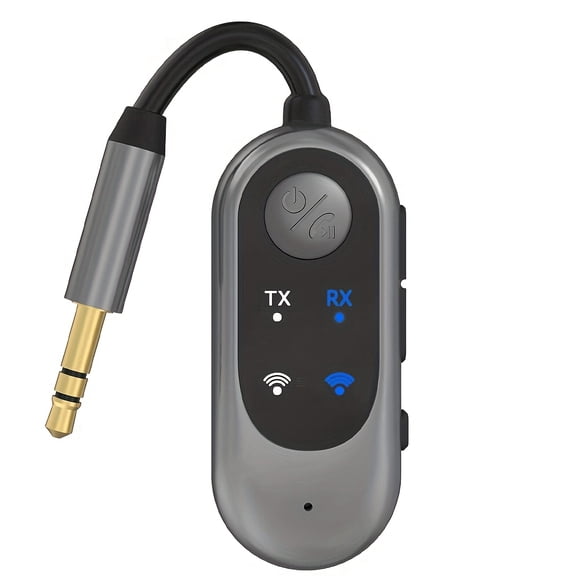 BT Transmitter Receiver 2 in 1 Wireless Sound Adapter for Car Home TV with Low Latency Built in Mic 10M Range Music Player Adapter