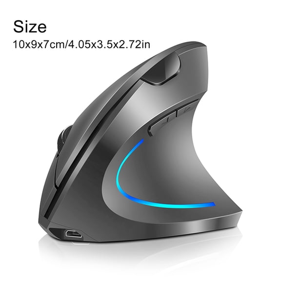BT Wireless Mouse Vertical 2.4G Wireless Vertical Mouse Rechargeable Upright Ergonomic Mouse 3 Adjustable movement speed Levels RGB Flowing Light Plug N Play, Grey