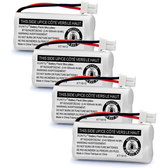 BT162342/BT262342 2.4V 600mAh Ni-MH Cordless Phone Battery Pack BT166342/BT266342 BT183342/BT283342 Compatible with EL52351 TL90070 CS5119 DS6511 DS6722 LS6305 Handset (4 Pack)