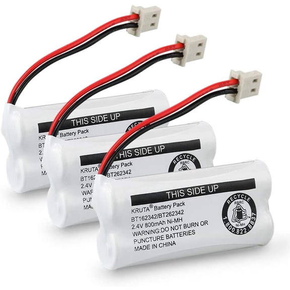 BT162342 BT262342 2.4v 800mah Cordless Phone Batteries Compatible with BT183342 BT283342 BT166342 BT266342 VTech CS6114 CS6419 CS6719 at&T EL52300 CL80111 Handset Telephone (Pack of 3)