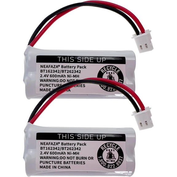 BT162342/BT262342 Cordless Phone Battery 2.4v 600Mah Ni-Mh BT183342/BT283342 BT166342/BT266342 CS6114 CS6419 CS6719 CL80111 EL52300 Telephone Pack (2 Pack)