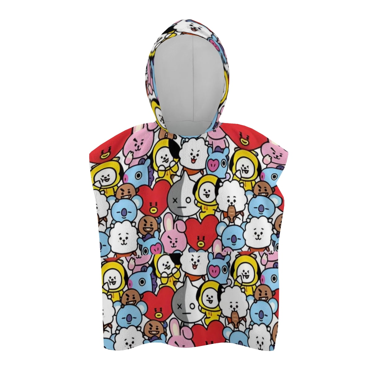 BT21 Kids Soft Hooded Bath Robe Kids Warm Gamer Robe Sleepwear ...