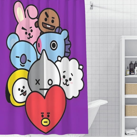 BT21 Shower Curtain 59*71 Inches Waterproof And Durable Vivid Patterns Instantly Elevates Bathroom Style