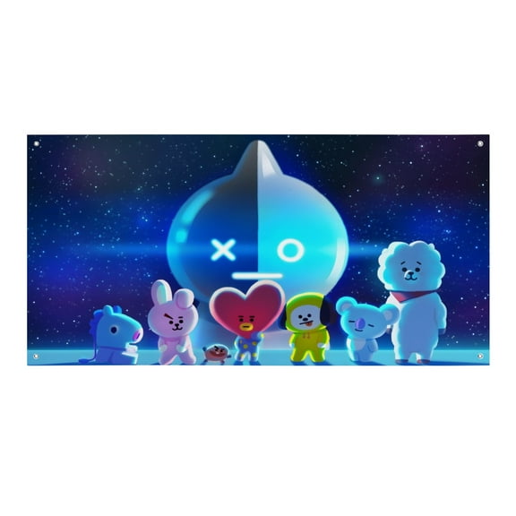 BT21-Theme Backdrops Banner Birthday Party Decor Supplies Personalized Party Backdrop Decoration,5x3ft150x90cm