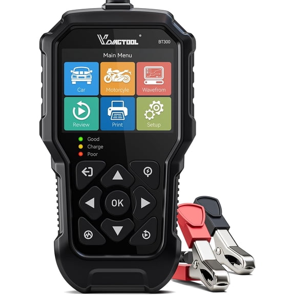 BT300 Car Battery Tter 6V 12V, 5-3000 CCA Load Starter Alternator Automotive Charging Cranking System for Motorcycle Truck SUV ATV Boat