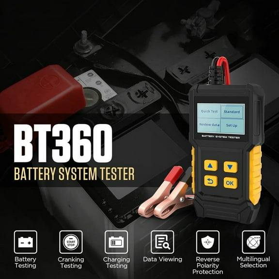 BT360 12V Car Battery Tester Analyzer Digital Auto Diagnostic Batteries 20-2000 Cranking Test Charging Scanner Tool