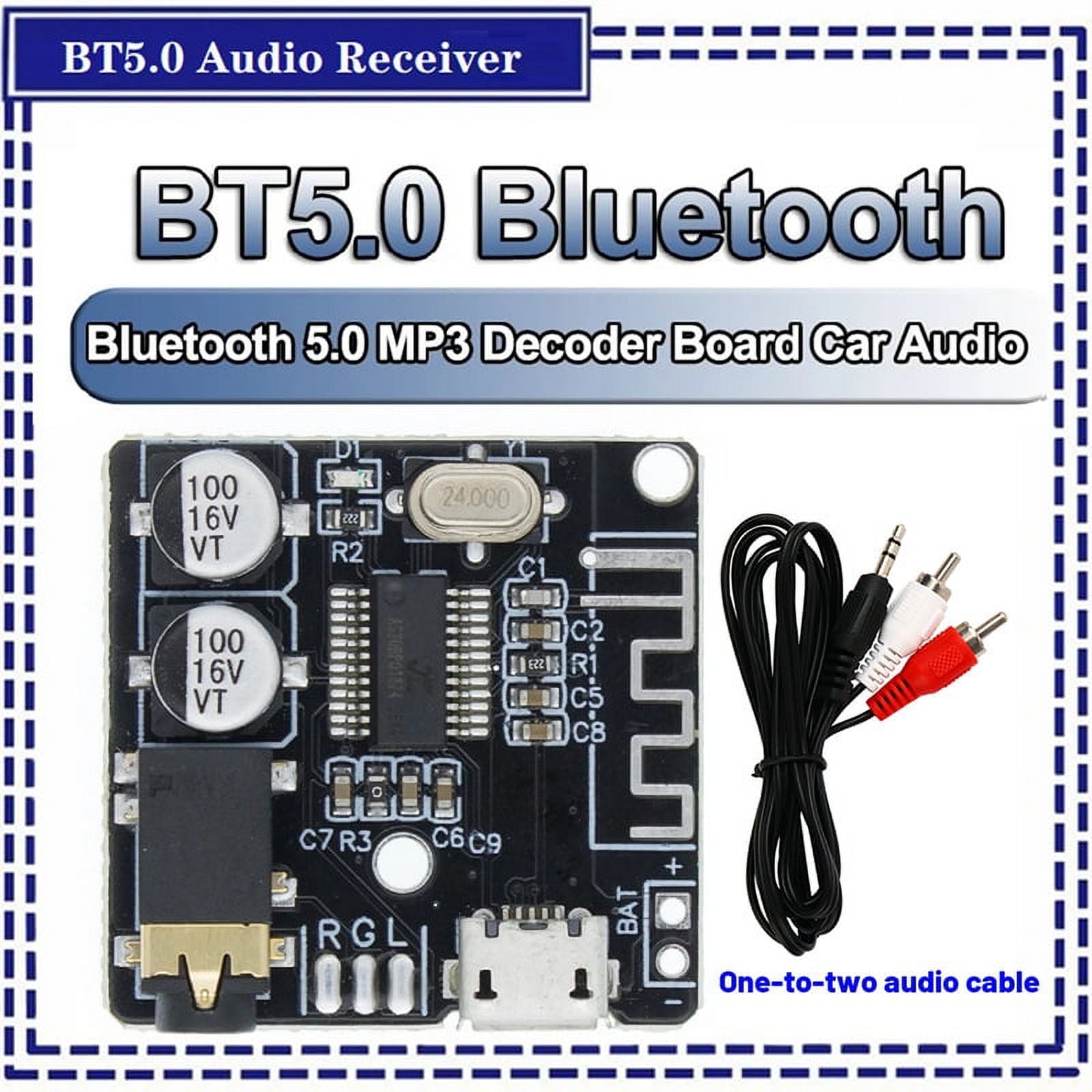 BT5.0 Audio Receiver One To Two Audio Cable Kit MP3 Bluetooth Decoder Lossless Car Speaker Audio Amplifier Board Module