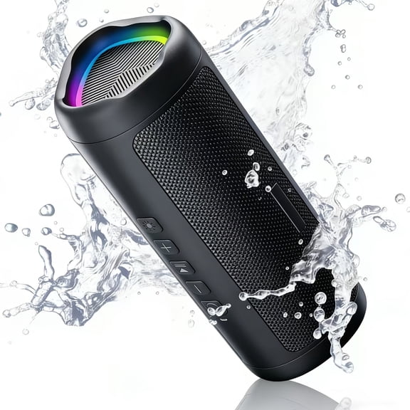 BT5.3 Wireless Speaker with HD Sound, IPX5 Waterproof, 20H Playtime, LED Lights, TWS Pairing, Portable for Home, Party, Outdoor, Beach, Gift