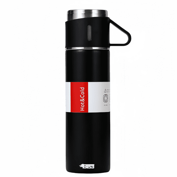 BT53 Stainless Steel 500 ML Vacuum Flask/ Bottle/ Thermos for Hot and Cold Drinks with Three Cups (Black)
