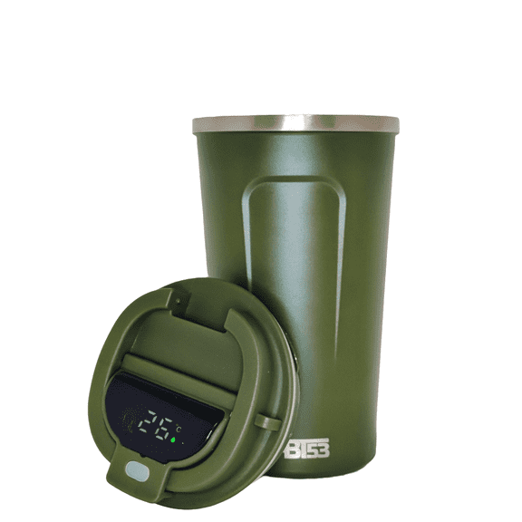 BT53 Stainless Steel 510 ML Smart LED Temperature Display Coffee Mug/Thermos Leak-Proof, Double-Layer Insulated Cup for Hot & Cold Drinks, Ideal for Travel & Gifting (A.Green)