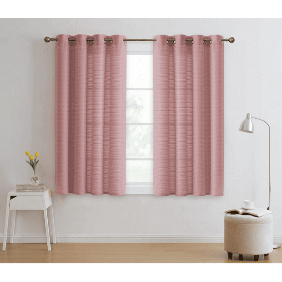 BT564-63 DUSTY ROSE JACQUARD WINDOW CURTAIN WITH 8 GROMMETS W/MICROFIBER BACK 52X63IN