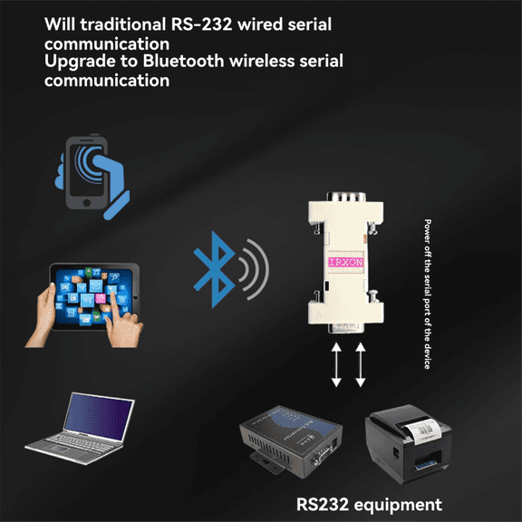 BT570 Self Powered -232 Serial Port 30m Bluetooth Adapter Dual Mode SPP+BLE,1 x BT570 Serial Port Bluetooth Adapter,White