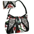 thumbnail image 1 of BT923SET-Rd - Mul Western Turquoise Concho Accented Handbag Purse with Matching Wallet - Red & Multi Color, 1 of 1