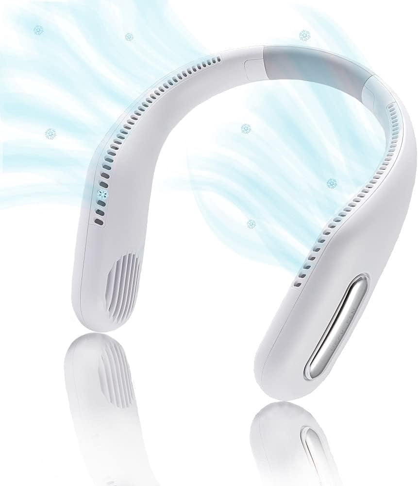 BTALADI Portable Neck Fan, Hands Free Leafless Fan, 2400 mAh Battery Operated Wearable Personal Fan, Rechargeable, Headphone Design, USB Powered Desk Fan,3 Speeds