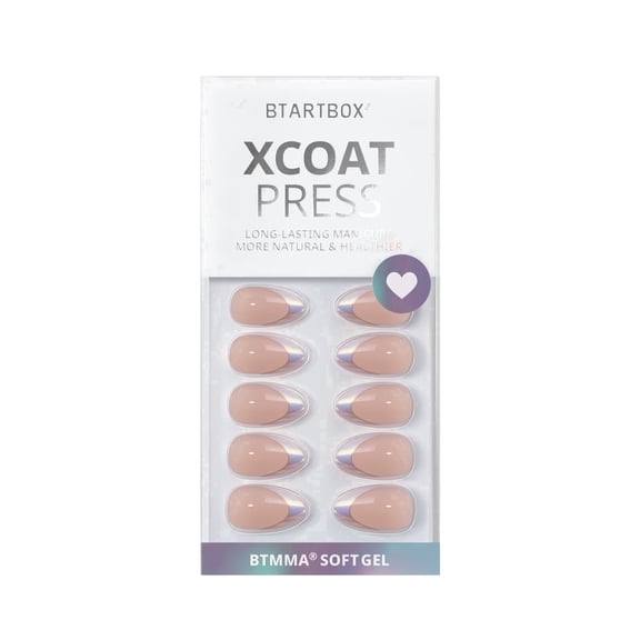 BTArtbox Press On Nails - Mermaid, Short Almond, Lamp-Curable, 4-Week Wear, Easy-to-Apply, 32 Count All-in-One Kit