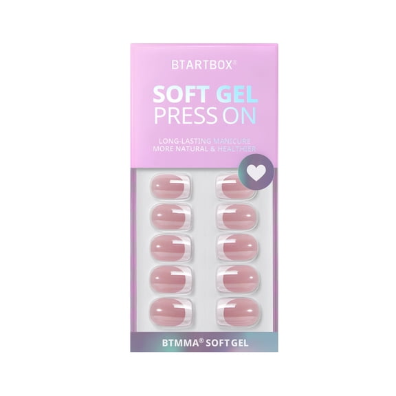 BTArtbox Press On Nails - Be Elegant, Short Squoval, 2-Week Wear, Easy-to-Apply, 30 Count All-in-One Kit