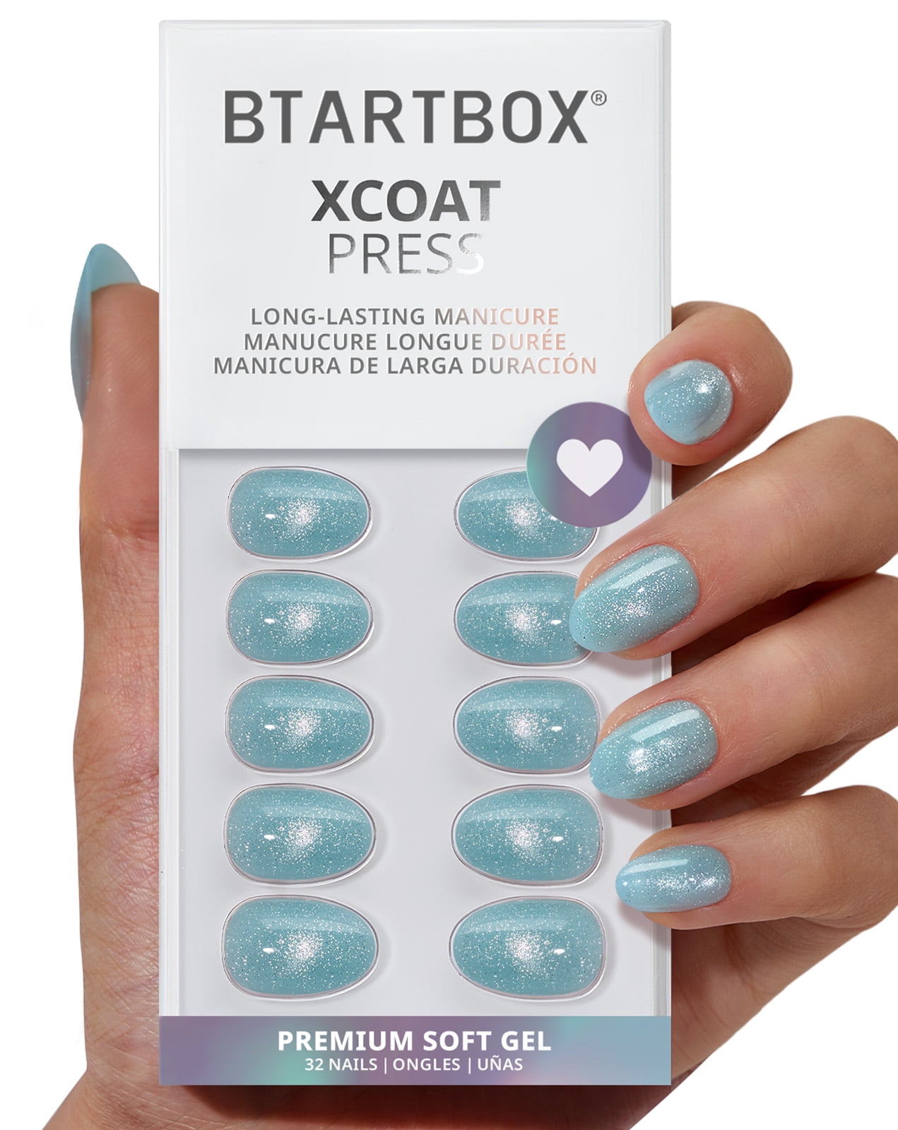 BTArtbox Press On Nails - Blue Lagoon, Short Almond, Lamp-Curable, 4 ...